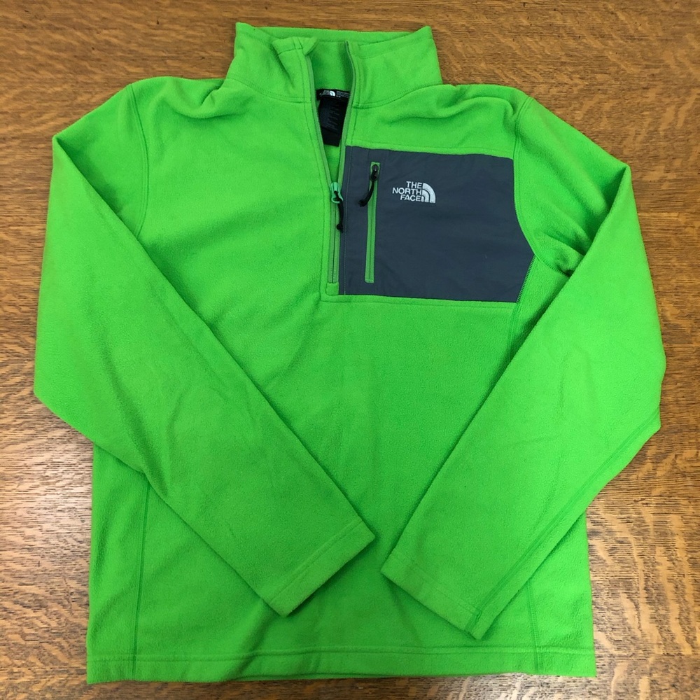 The north face lime green half zip fleece